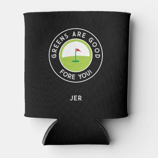 Monogrammed – GREENS ARE GOOD FORE YOU! Funny Golf Blikjeskoeler (Voorkant)
