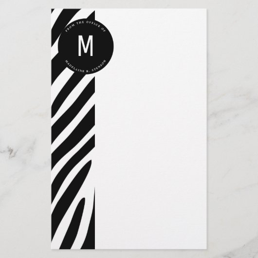 Monogrammed-grens van de Zebra vanaf de Kantoor Briefpapier (Voorkant)