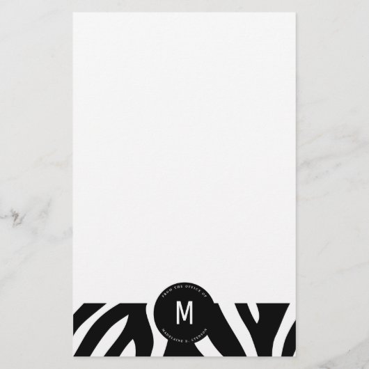Monogrammed-grens van de Zebra vanaf de Kantoor Briefpapier (Achterkant)