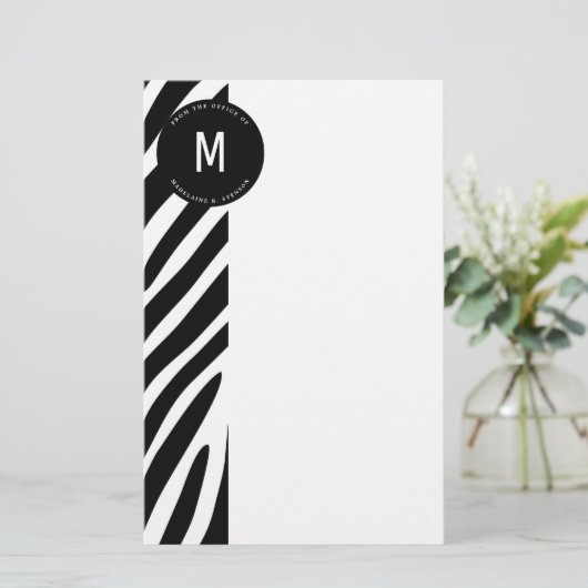 Monogrammed-grens van de Zebra vanaf de Kantoor Briefpapier (Staand voorkant)