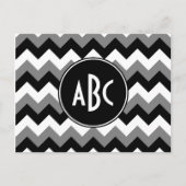 Monogrammed Grey Black and White Zigzag Briefkaart (Voorkant)