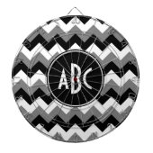 Monogrammed Grey Black and White Zigzag Dartbord (Voorkant)