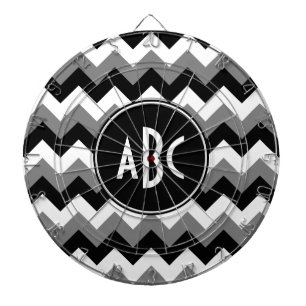 Monogrammed Grey Black and White Zigzag Dartbord