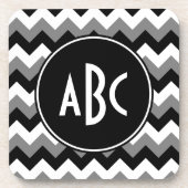 Monogrammed Grey Black and White Zigzag Drankjes Onderzetter (Voorkant)