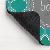 Monogrammed Grey Blauwgroen Modern Lattice Pattern Muismat (Hoek)