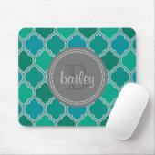 Monogrammed Grey Blauwgroen Modern Lattice Pattern Muismat (Met muis)