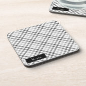 Monogrammed Grey Tartan Bier Onderzetter (Linkerzijde)