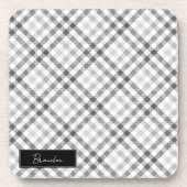 Monogrammed Grey Tartan Bier Onderzetter (Voorkant)