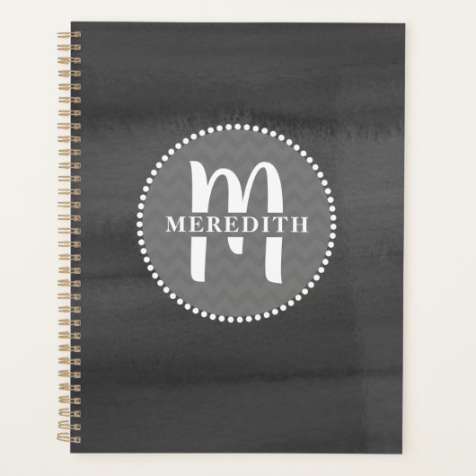 Monogrammed Grey Waterverf Planner (Voorkant)
