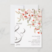 Monogrammed Grijs & Blush Australische Bloemen Bru Kaart (Voorkant)