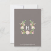 Monogrammed Grijs & Blush Australische Bloemen Bru Kaart (Achterkant)