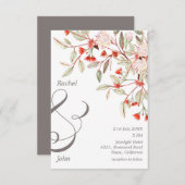 Monogrammed Grijs & Blush Australische Bloemen Bru Kaart (Voorkant / Achterkant)
