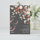 Monogrammed Grijs & Blush Australische Bloemen Bru Kaart (Staand voorkant)