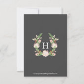 Monogrammed Grijs & Blush Australische Bloemen Bru Kaart (Achterkant)