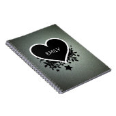 Monogrammed Grijs Groen Glitter Notitieboek (Rechterzijde)