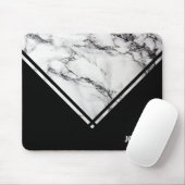 Monogrammed Grijs & Wit Marmeren Steen Muismat (Met muis)