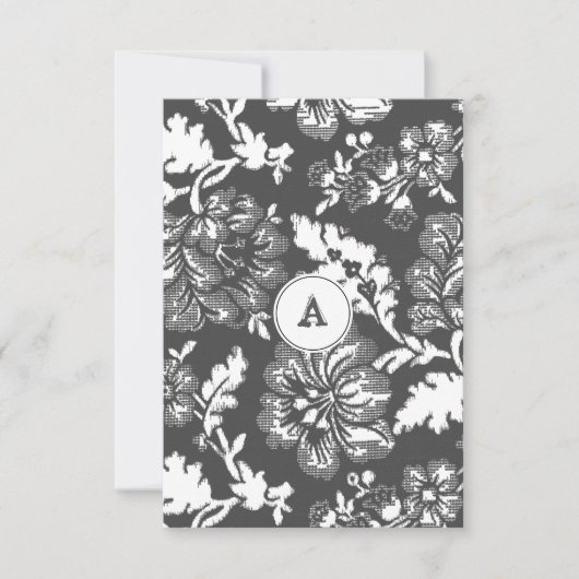 Monogrammed Grijze Floral | Dank u wel Bedankkaart (Voorkant)