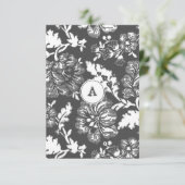 Monogrammed Grijze Floral | Dank u wel Bedankkaart (Staand voorkant)