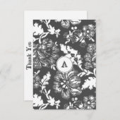 Monogrammed Grijze Floral | Dank u wel Bedankkaart (Voorkant / Achterkant)