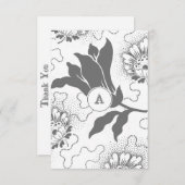 Monogrammed  Grijze Floral | Dank u wel Bedankkaart (Voorkant / Achterkant)