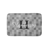 Monogrammed grijze mozaïektegelpatroon badmat (Voorkant)