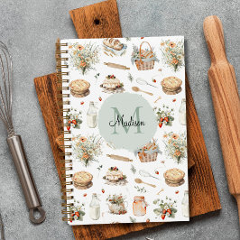 Monogrammed grillige bloemen aardbeien recept notitieboek