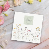 Monogrammed grillige Waterverf Wildflower Shower Servet