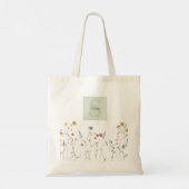 Monogrammed grillige Waterverf Wildflower Tote Bag (Achterkant)