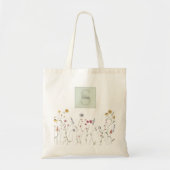 Monogrammed grillige Waterverf Wildflower Tote Bag (Voorkant)