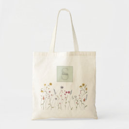 Monogrammed grillige Waterverf Wildflower Tote Bag