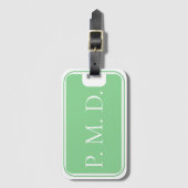Monogrammed groen en wit Bagagelabel (Voorkant (verticaal))