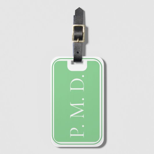 Monogrammed groen en wit Bagagelabel (Voorkant (verticaal))