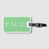 Monogrammed groen en wit Bagagelabel (Voorkant (horizontaal))