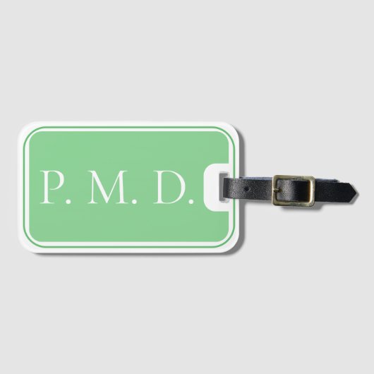 Monogrammed groen en wit Bagagelabel (Voorkant (horizontaal))