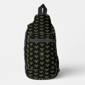 Monogrammed groen tennisracketpatroon sling bag (Voorkant)