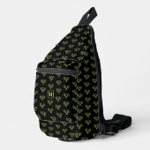 Monogrammed groen tennisracketpatroon sling bag (Rechterhoek)