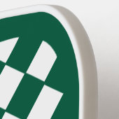 Monogrammed Groen & Wit Patroon Pickleball Paddle (Links Detail)