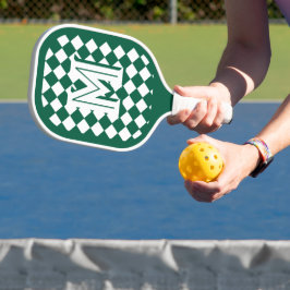 Monogrammed Groen & Wit Patroon Pickleball Paddle