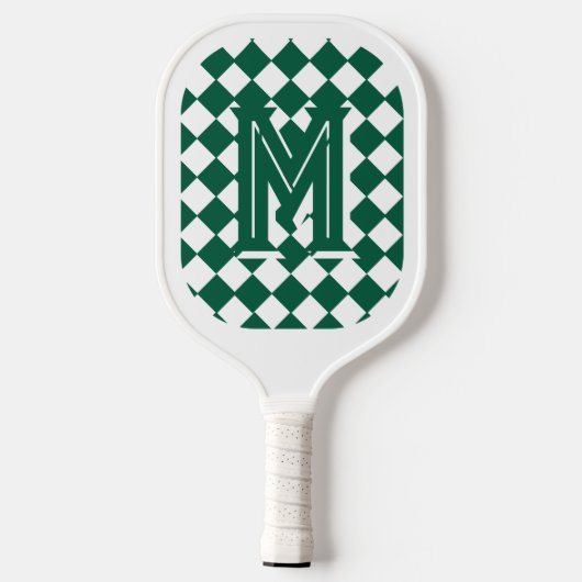 Monogrammed Groen & Wit Patroon Pickleball Paddle (Achterkant)