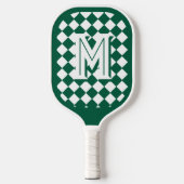 Monogrammed Groen & Wit Patroon Pickleball Paddle (Voorkant)
