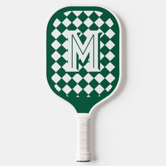 Monogrammed Groen & Wit Patroon Pickleball Paddle (Voorkant)