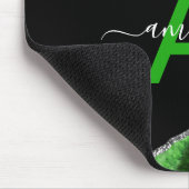 Monogrammed groene agaat met zilveren glitter acce muismat (Hoek)