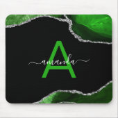 Monogrammed groene agaat met zilveren glitter acce muismat (Voorkant)
