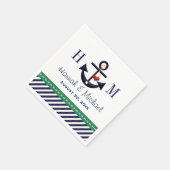 Monogrammed Groene en Marine Anker Nautische Huwel Servet (Hoek)