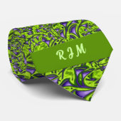 Monogrammed groene en Paarse Paisley Stropdas (Opgerold)