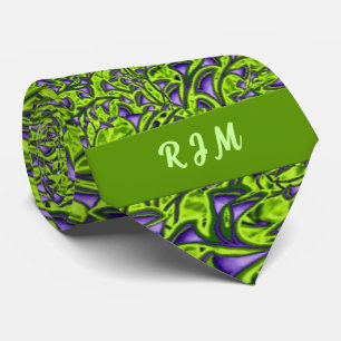 Monogrammed groene en Paarse Paisley Stropdas