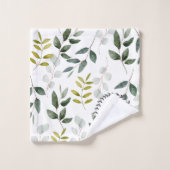 Monogrammed groene eucalyptus tropische bladeren bad handdoek (Wasdoekje)