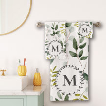 Monogrammed groene eucalyptus tropische bladeren