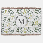 Monogrammed groene eucalyptus tropische bladeren deken (Voorkant)