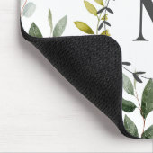 Monogrammed groene eucalyptus tropische bladeren muismat (Hoek)